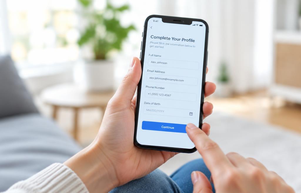 Person filling out a form on a smartphone